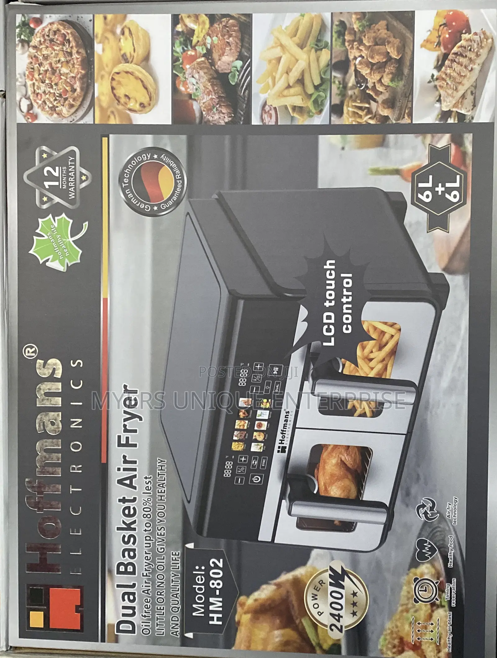 6l+6l Hoffmans Digital Dual Zone Modern Design Air Fryer