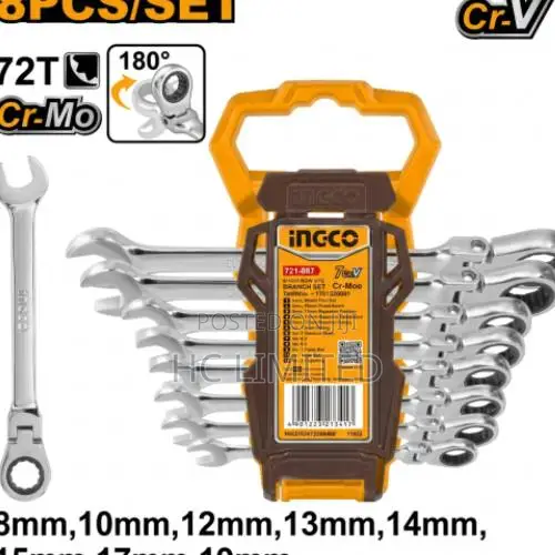 Ingco 8 Pcs Flexible Ratchet Spanner Set - Hkspar1083