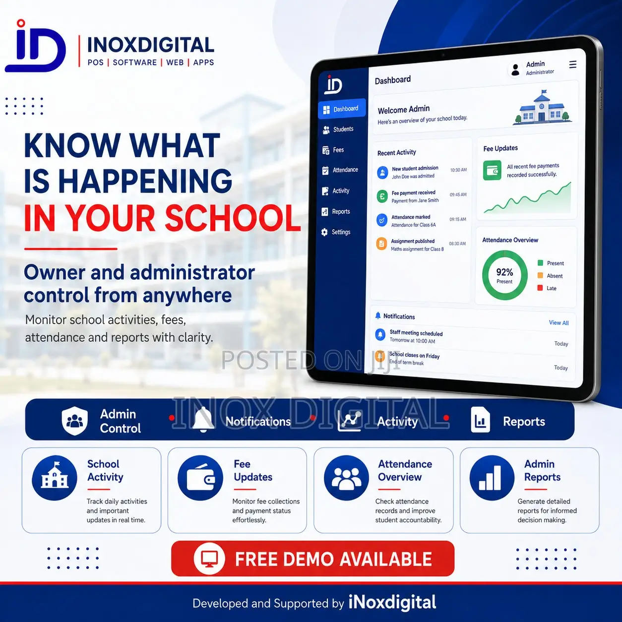 School Management Software for Fees, Results, Attendance SMS