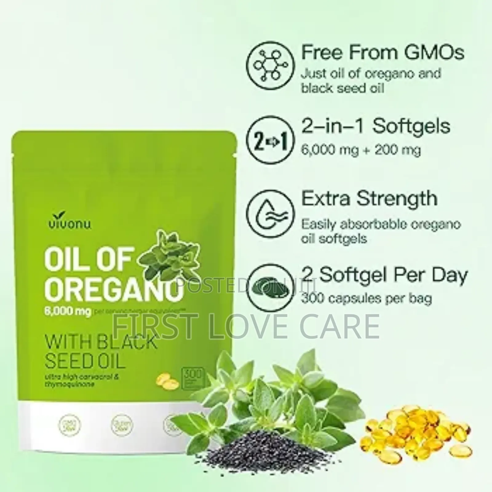 Vivonu Oil of Oregano With Black Seed Oil