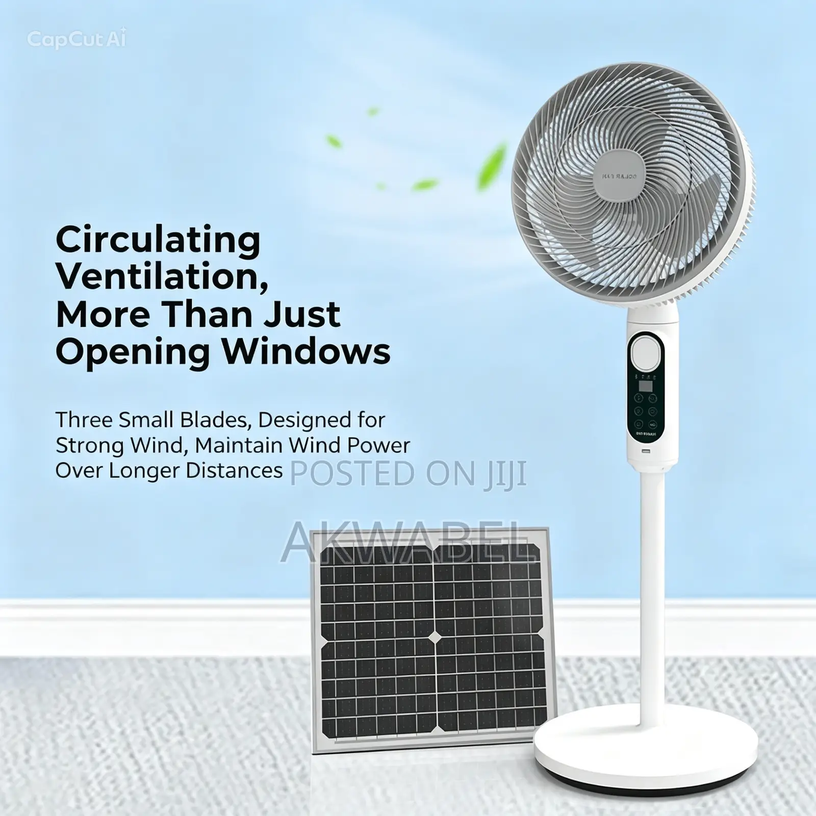 30w Rechargeable Solar 5-Speed Circulation Fan | Floor Desk Fan