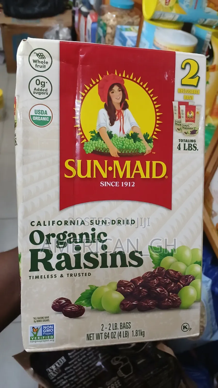 Sun.Maid Organic Rasins, 2bags, 1.81kg