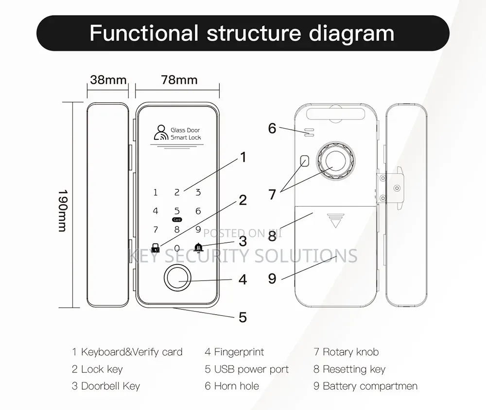 Bluetooth Frameless Glass Door Lock