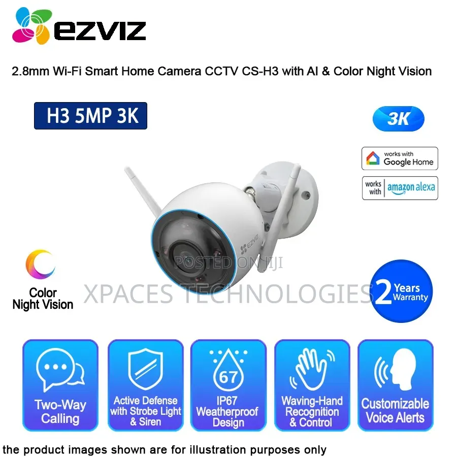 Ezviz H3 Wi-Fi Smart Home Camera 5mp 2.8mm (96°) Two Way Audio