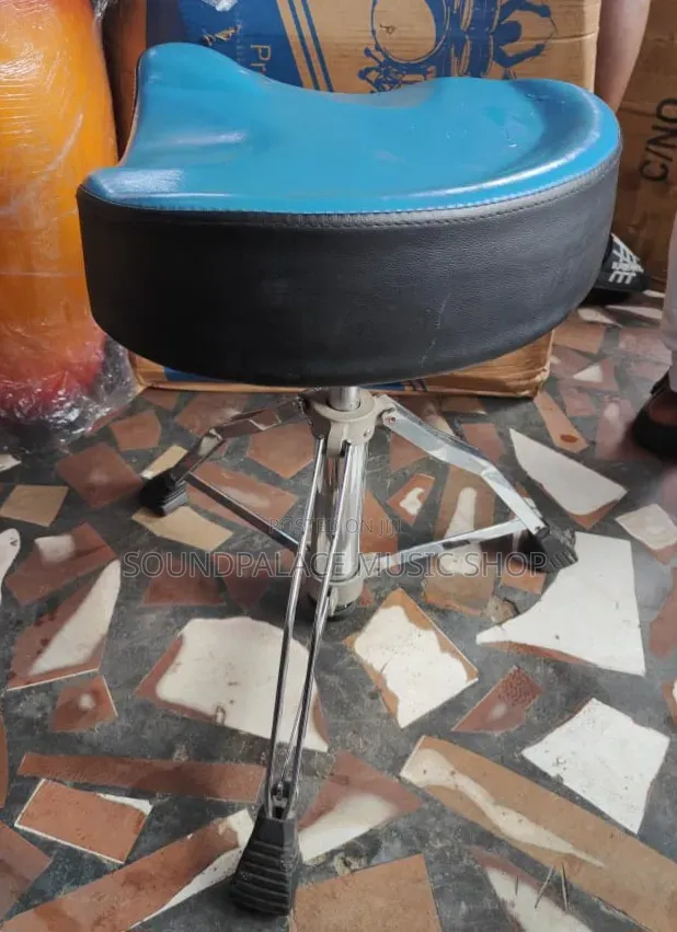 Blue and Black Saddle-Style Drum Throne (Heavy Duty)