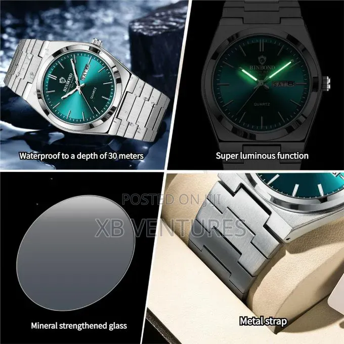 Men's B102 Quartz Watch - Silver Stainless Steel, Waterproof, 40mm