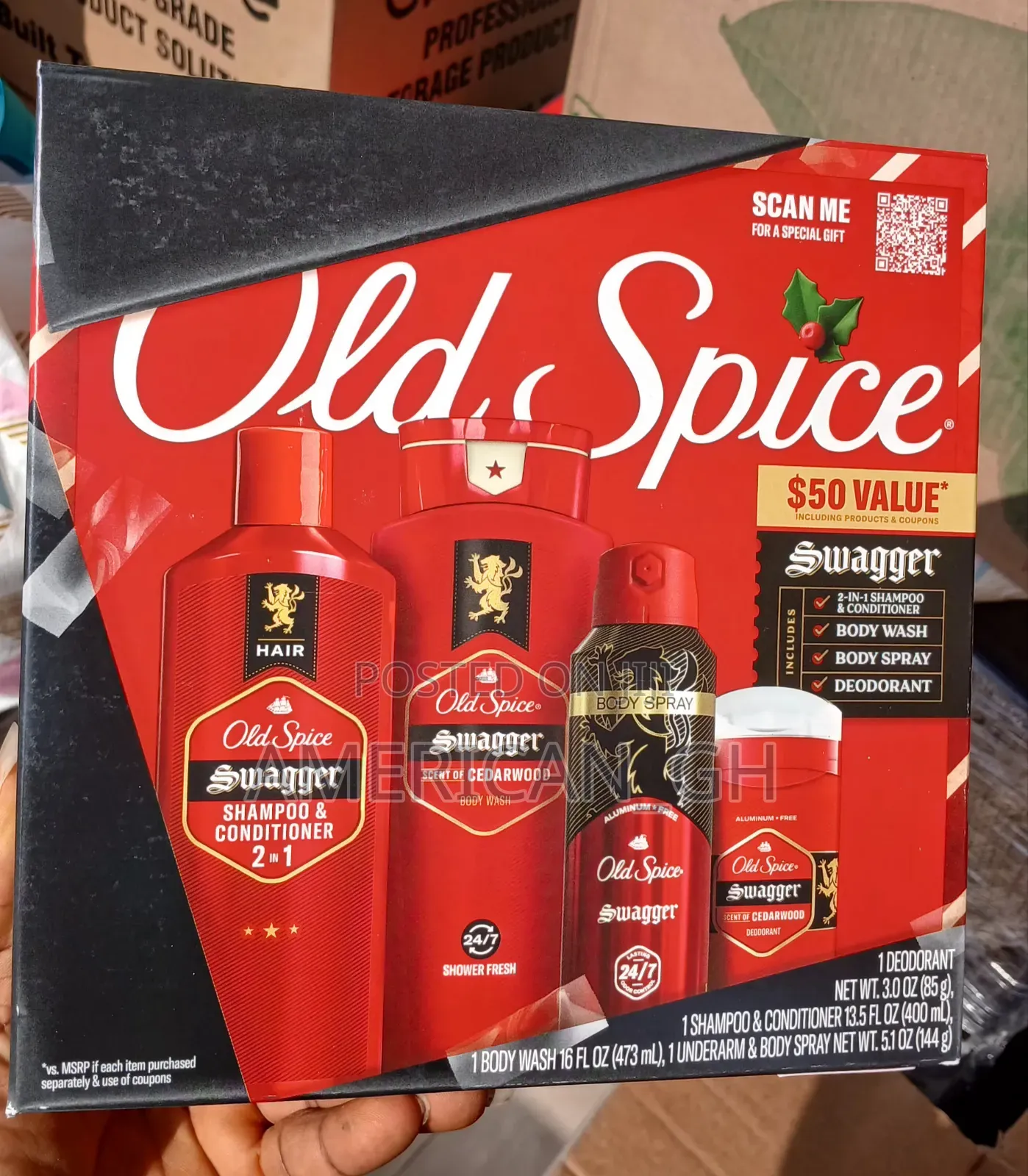 Old Spice Swagger, 4 in 1 Pack (Wash, Shampoo, Spray Deodorant