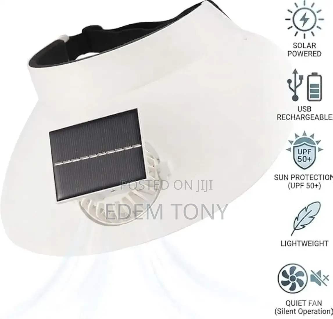 Drumstone Rechargeable/Solar Fan Sun Visor Hat for Women Men