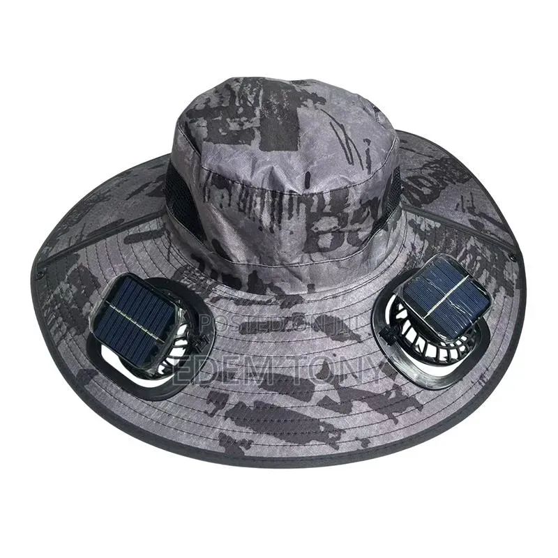Outdoor Rechargeable/Solar Cooling Sun Hat With Two Fans