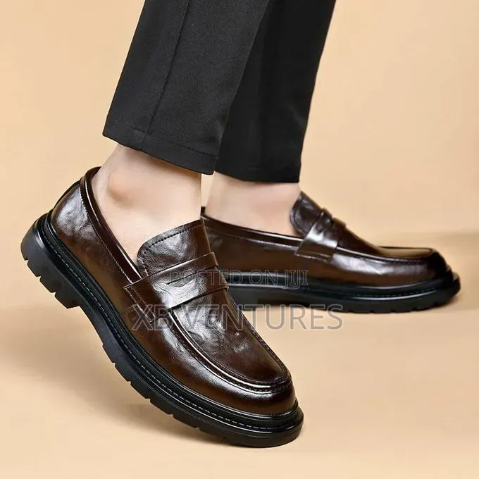 VEOUNDK New Men's Fashion Leather Shoes - Brown