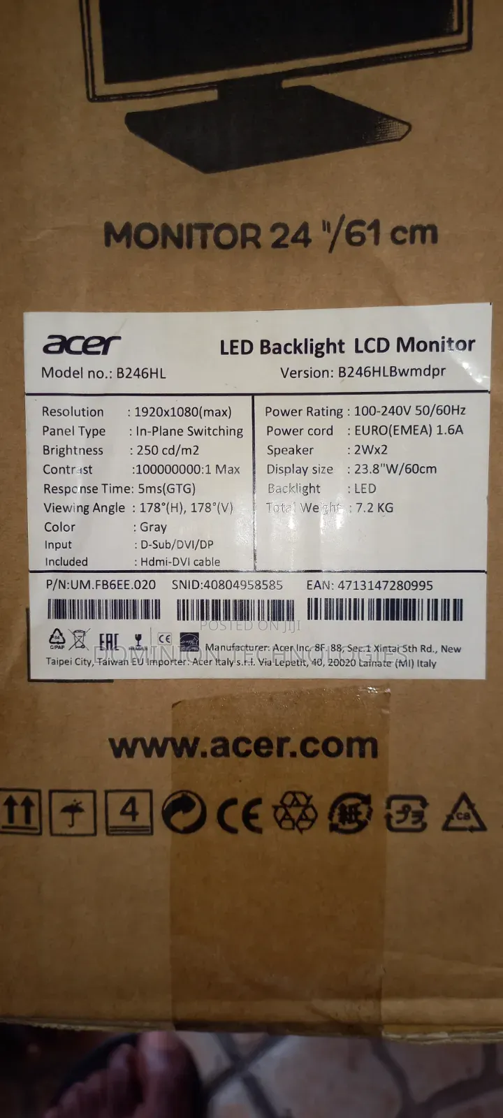 Acer Led Backlight LCD Monitor 24 Inche