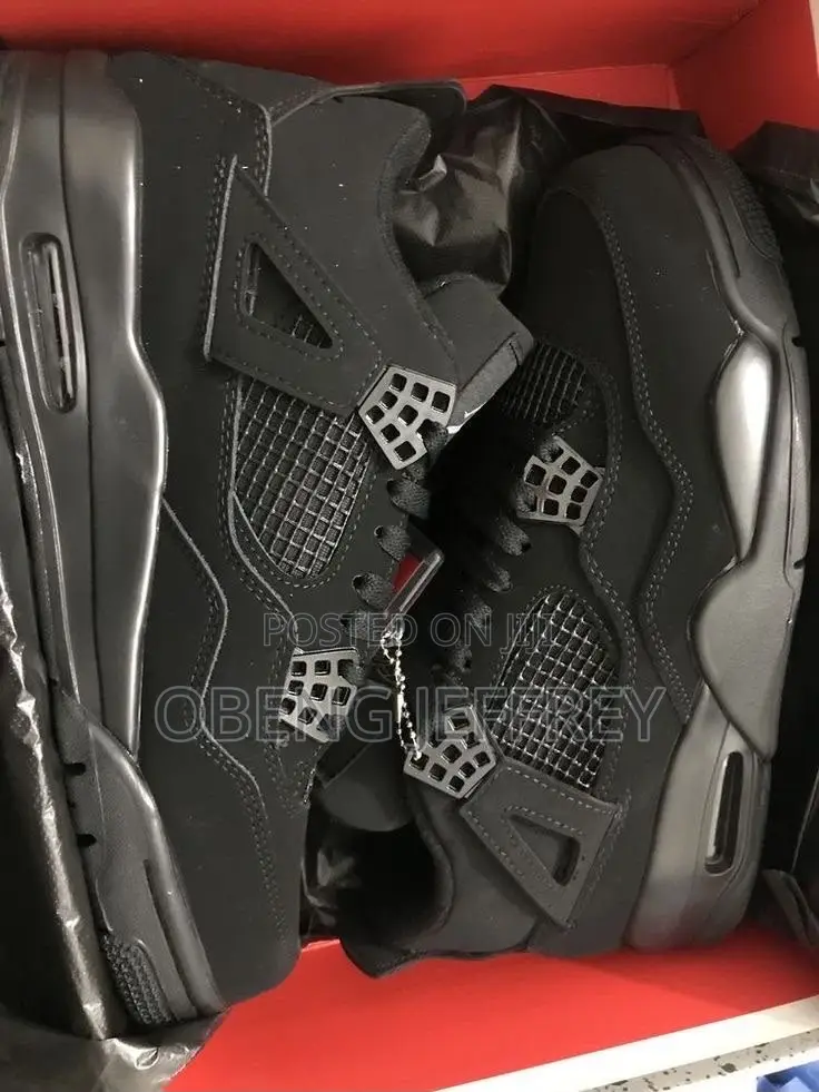 Original Air Jordan 4 Retro Nubuck Upper Black Cat