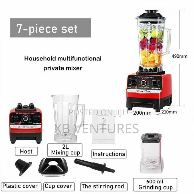 SILVER CREST 2L Industrial 8500W Food Crusher Blender With 2 Jar