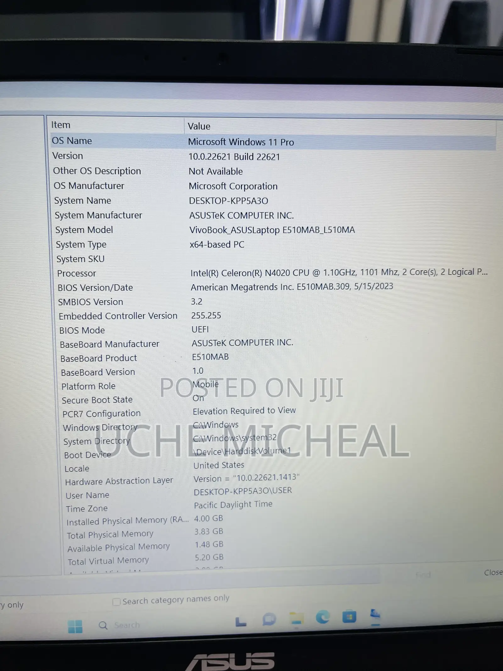 Laptop Asus Vivobook 15 4GB Intel Celeron SSD 128GB