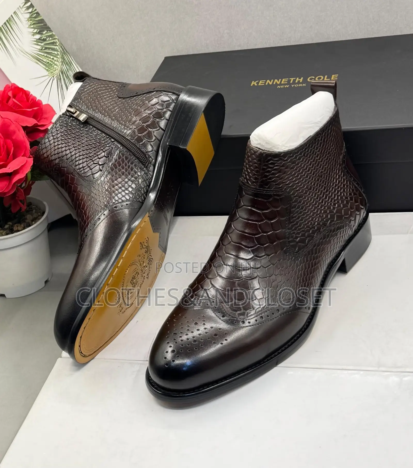Kenneth Cole Coffee Zip Chelsea Boots