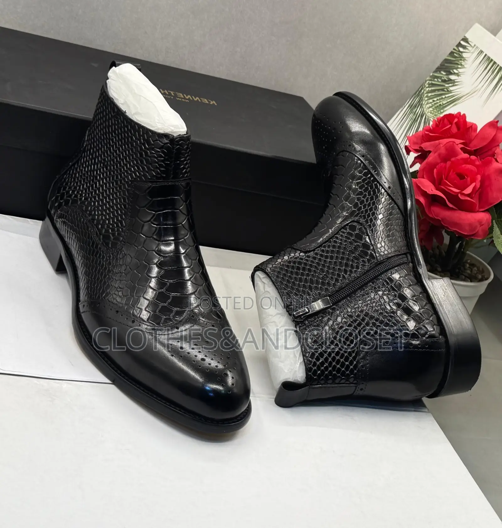 Kenneth Cole Black Zip Boots