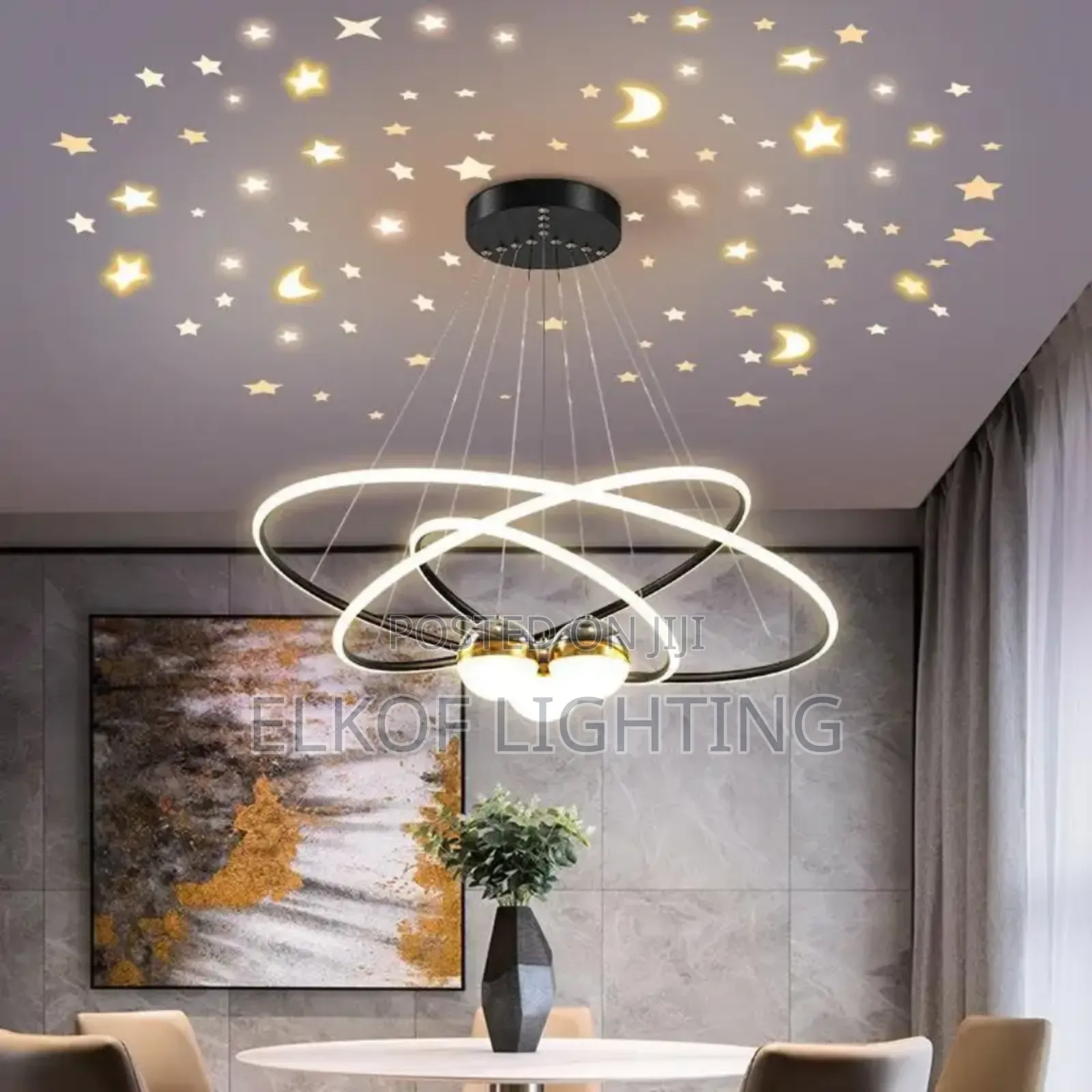 Circle Hanging 20+40+60cm Pendant 3 Ring Black Luxury Chandelier