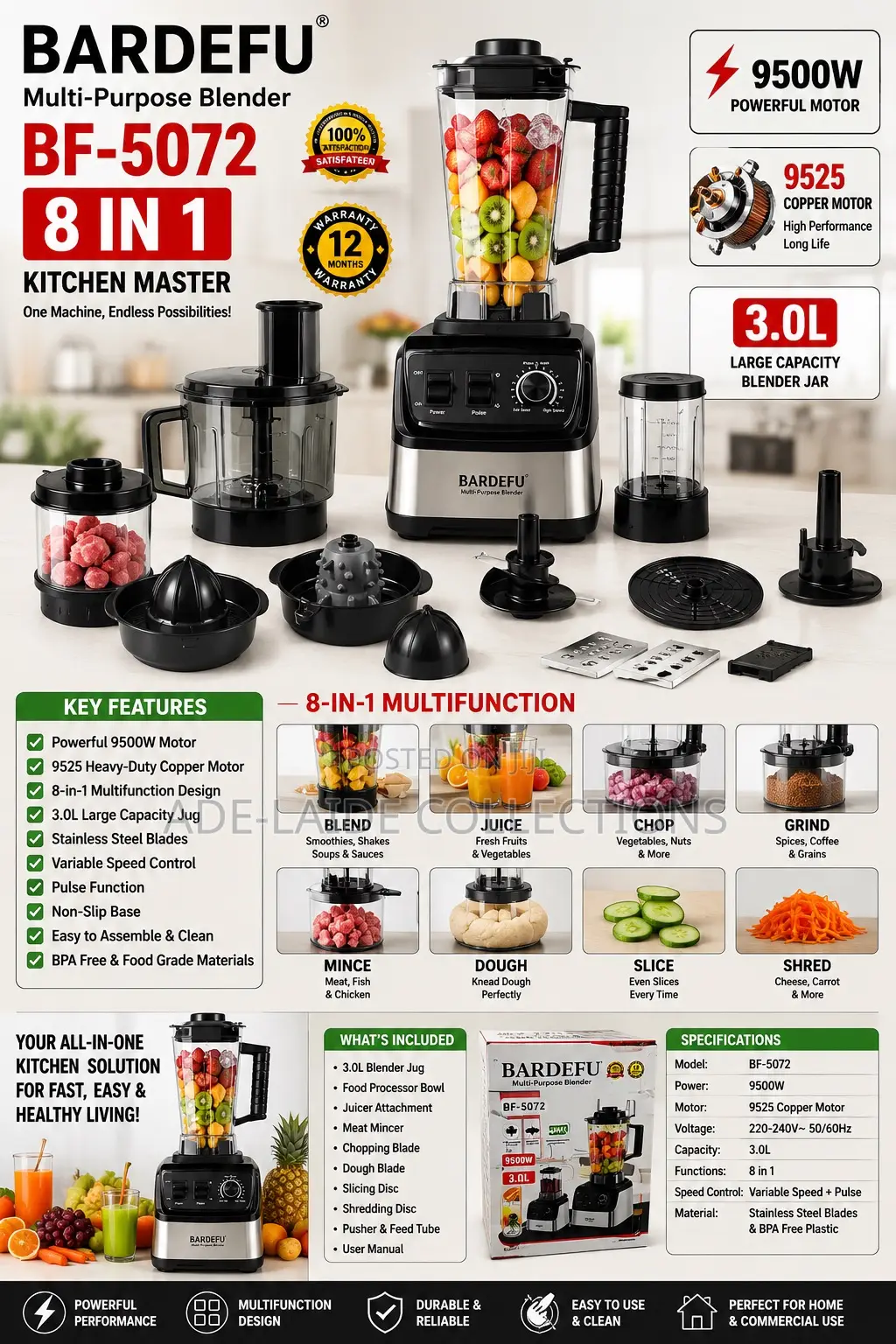 BARDEFU BLENDER-5072 -8 in 1