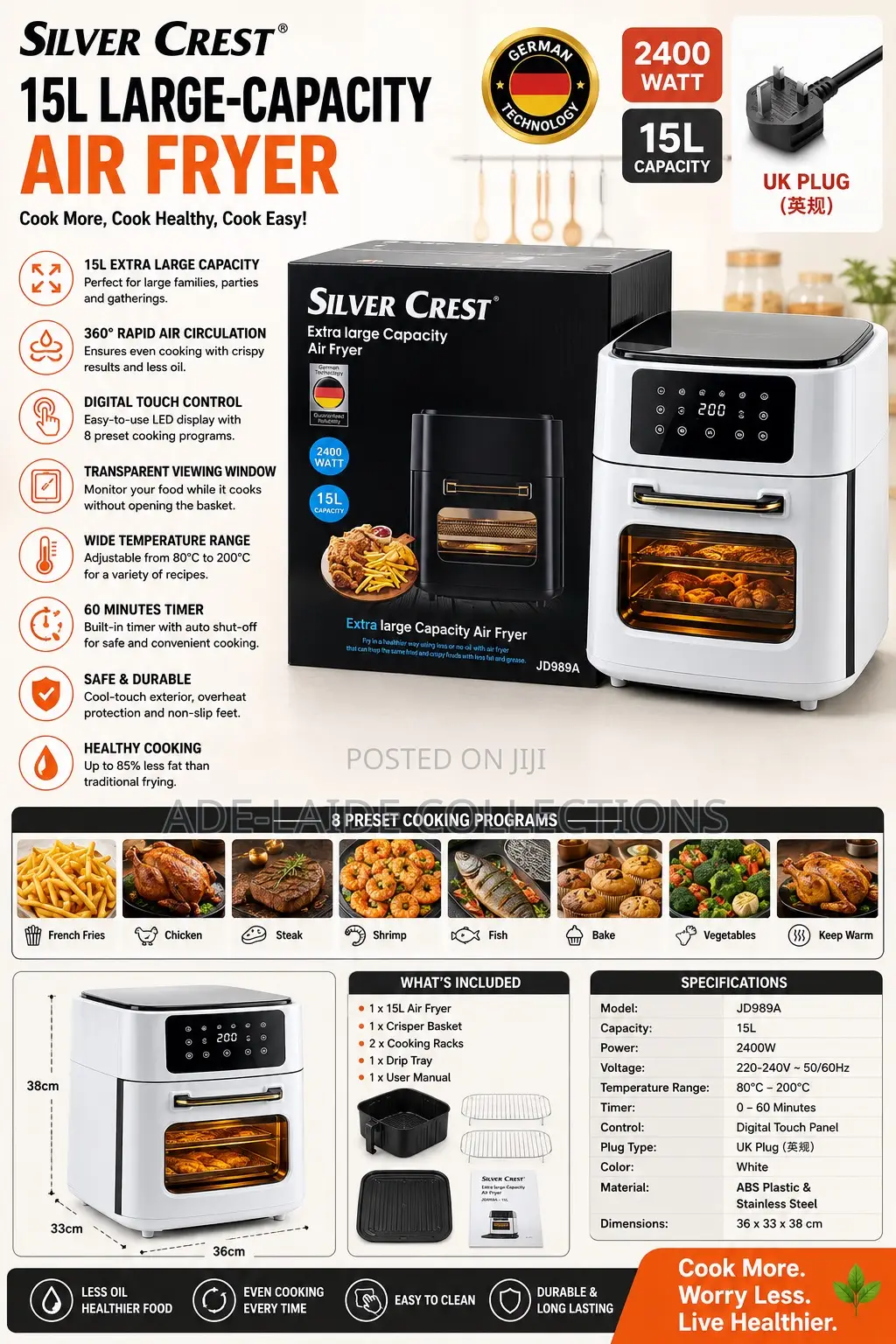 Silvercrest Air Fryer-15l