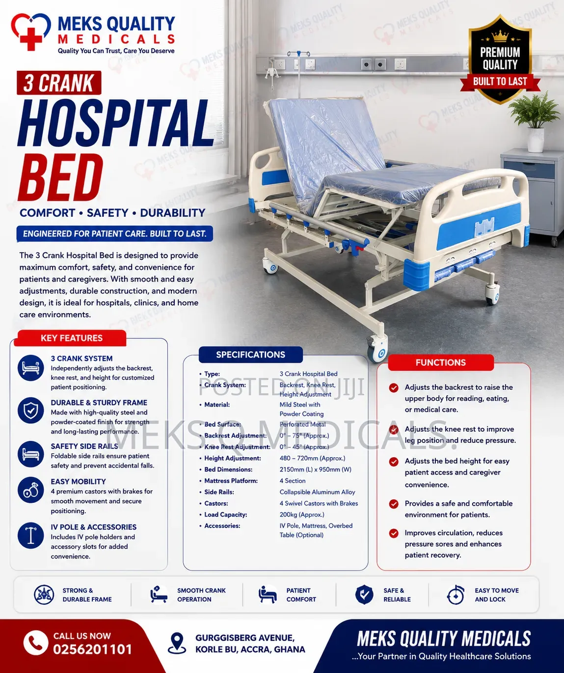 Hospital Bed 3 Crank