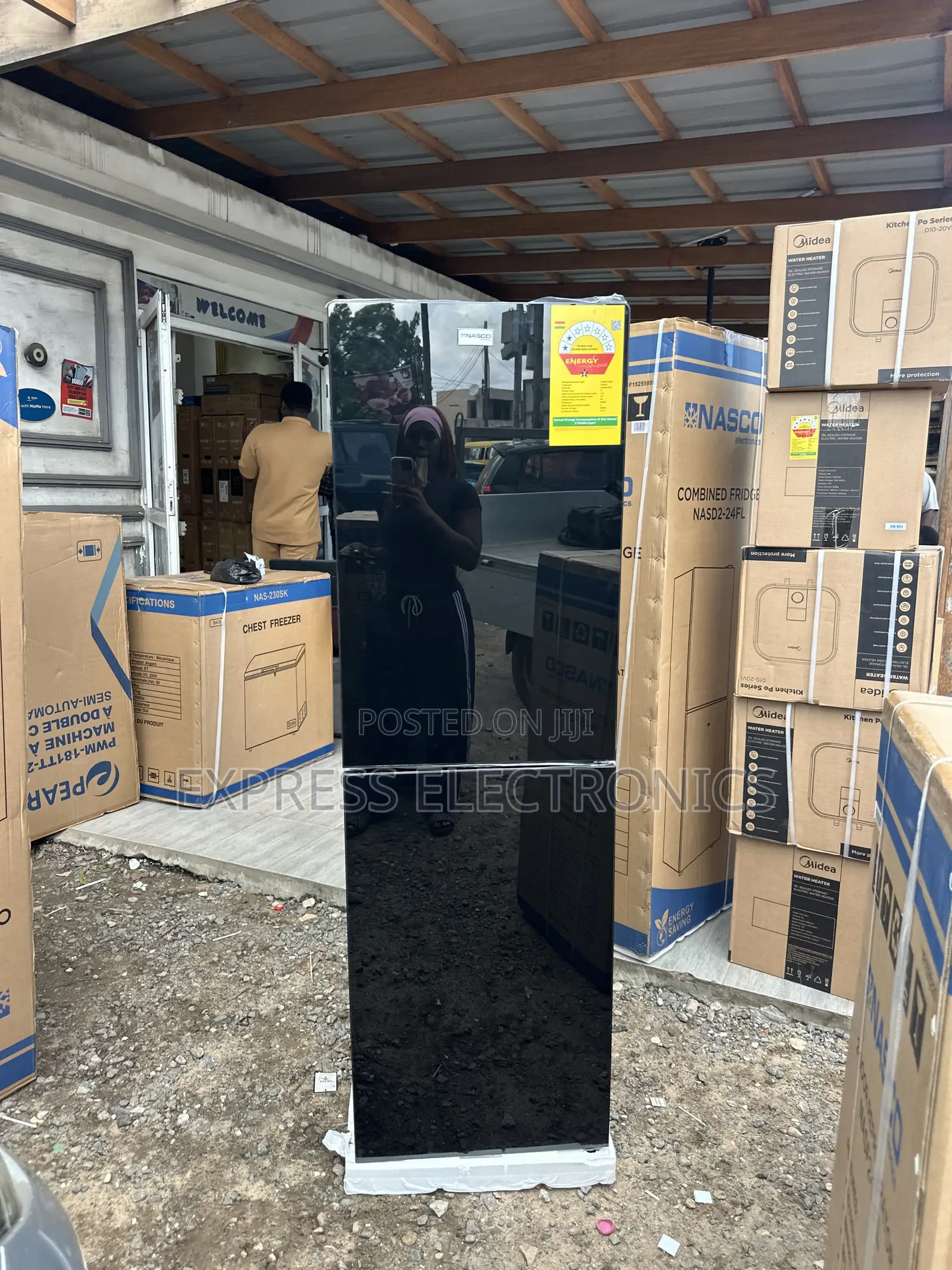 Place Your Order Black Mirror Double Door Fridge NASD-24fl Nasco