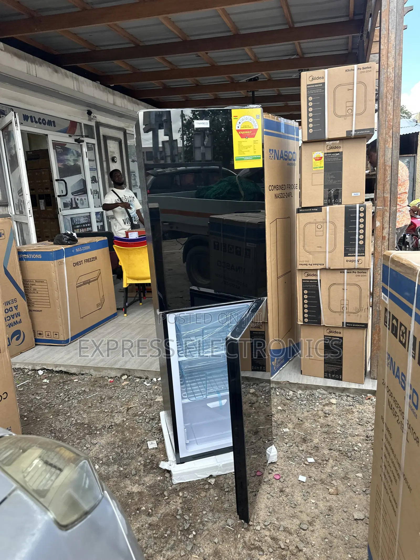 Mirror Double Door Black Nasco NASD2-24fl Nasco Fridge.