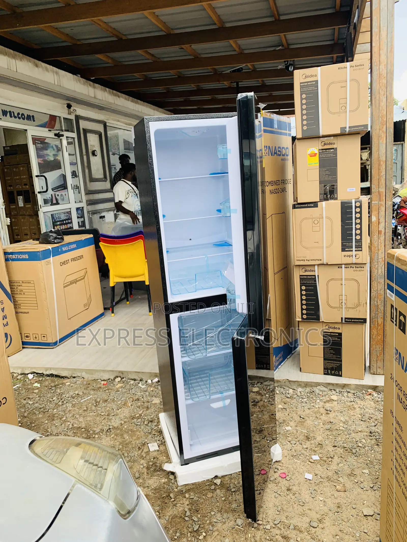 Quality Sleek Double Door Black Mirror Fridge Nasco NASD2-24fl.