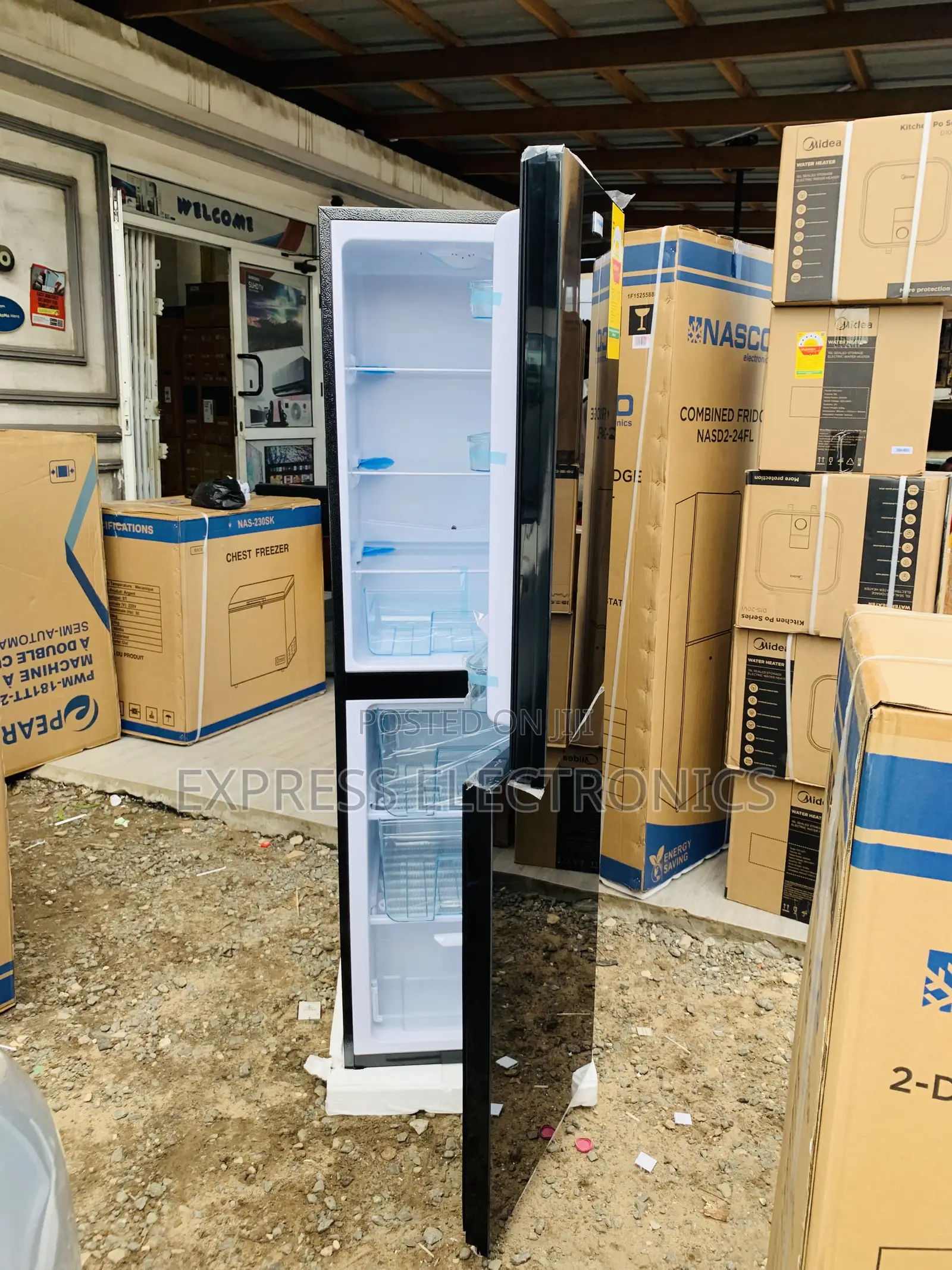 Quality Sleek Double Door Black Mirror Fridge Nasco NASD2-24fl.