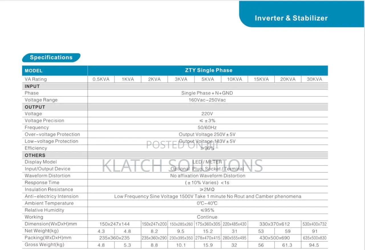 5Kva Stabilizer (Wall Mount Type)