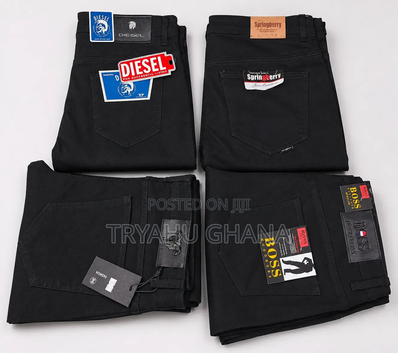 Original Authentic Pure Black Boss and Diesel Jeans for Sale