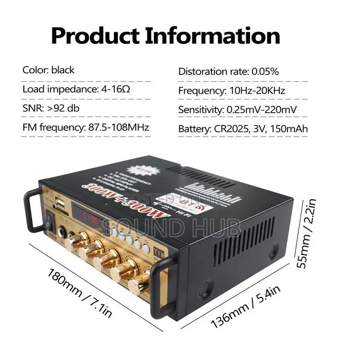 Stereo Bluetooth Amplifier - Black
