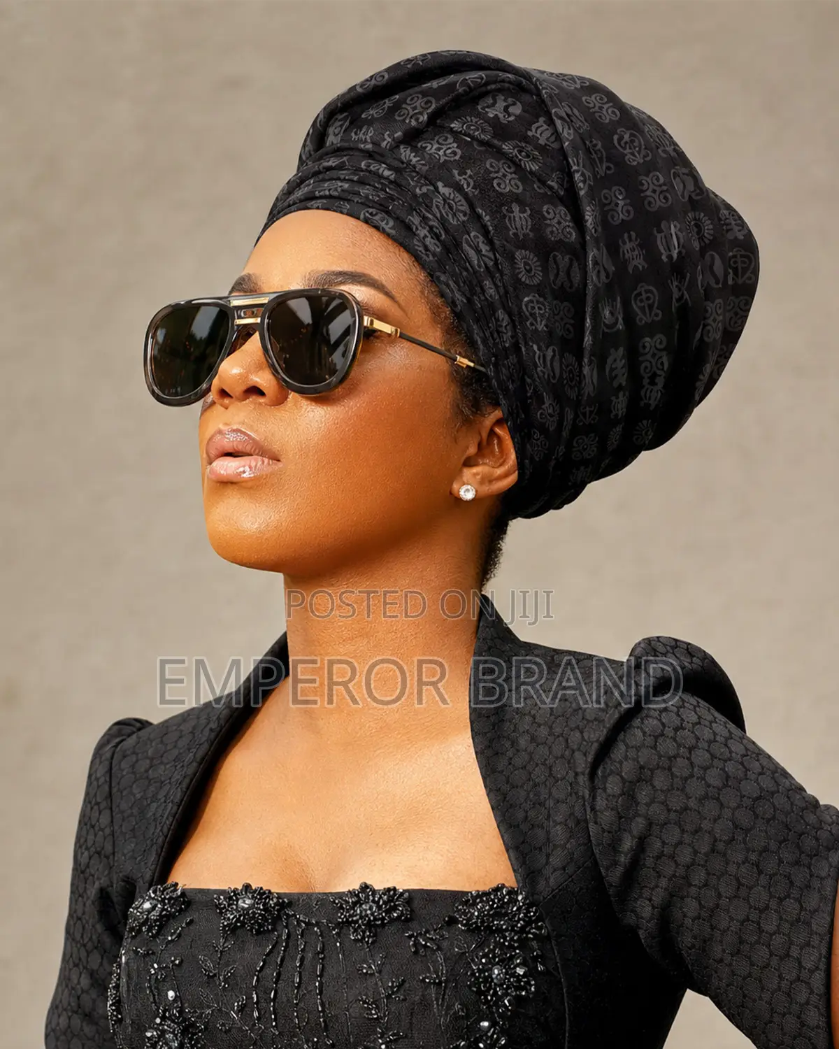 Emperor Obsidian Luxury Black Designer Scarf | Made in Ghana Scarf
