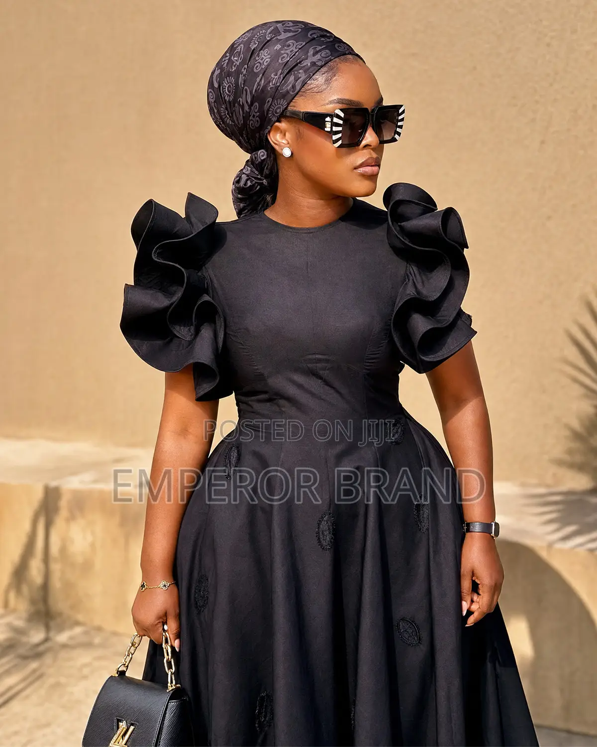 Emperor Obsidian Luxury Black Designer Scarf | Made in Ghana Scarf