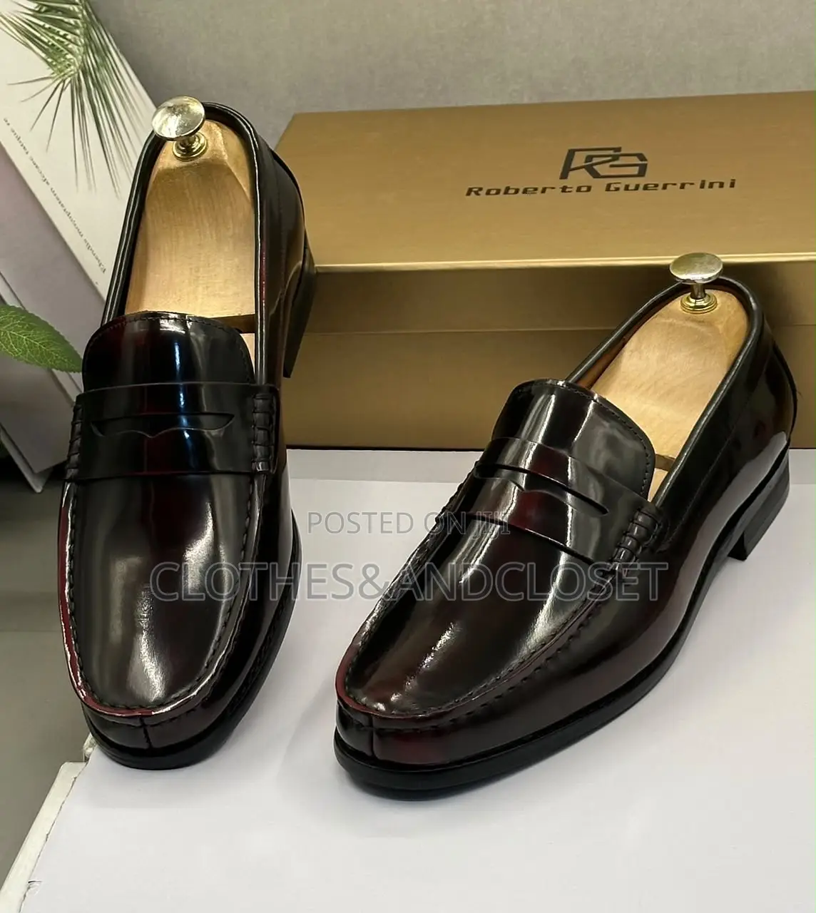 Burgundy Men's Leather Penny Loafers | Executive Shoes