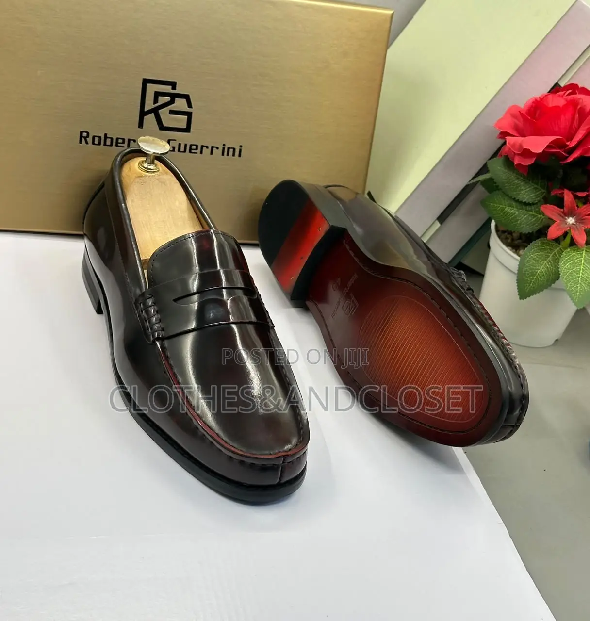 Burgundy Men's Leather Penny Loafers | Executive Shoes