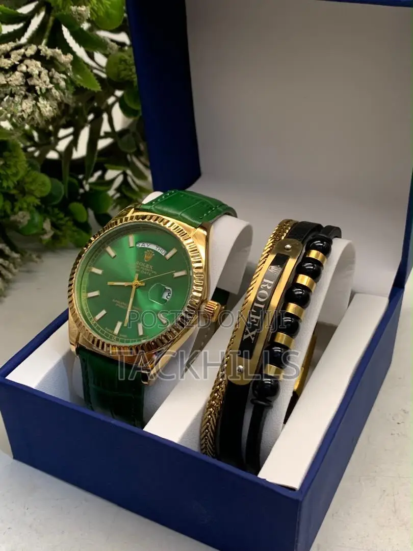 Rolex Leather Watch and Bracelet