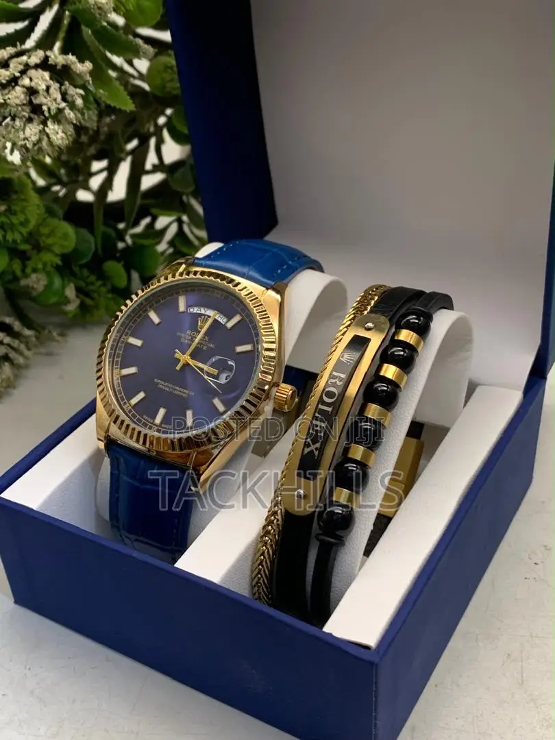 Rolex Leather Watch and Bracelet