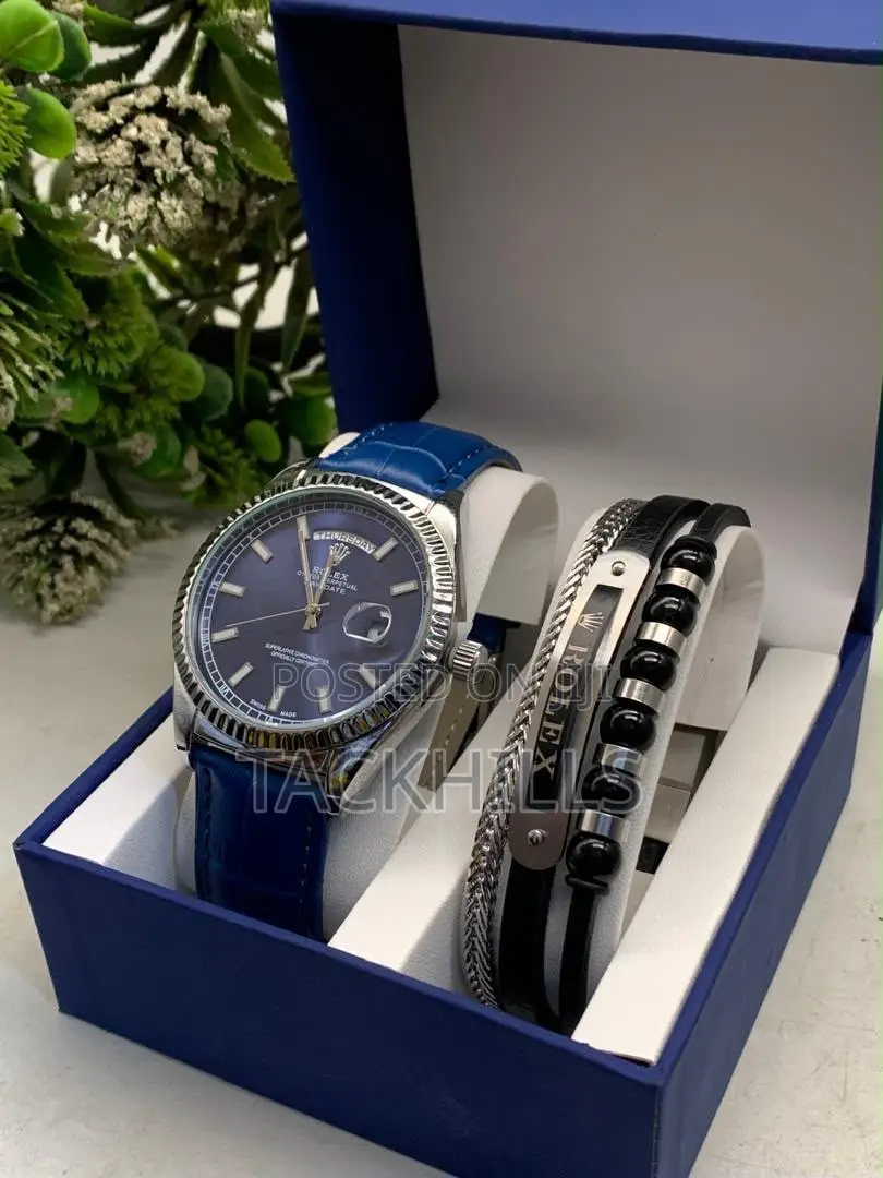 Rolex Leather Watch and Bracelet