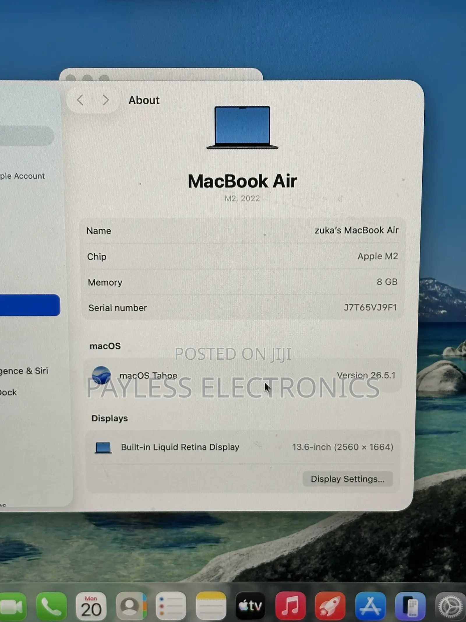Laptop Apple MacBook Air 2022 M2 8GB Apple M2 SSD 256GB