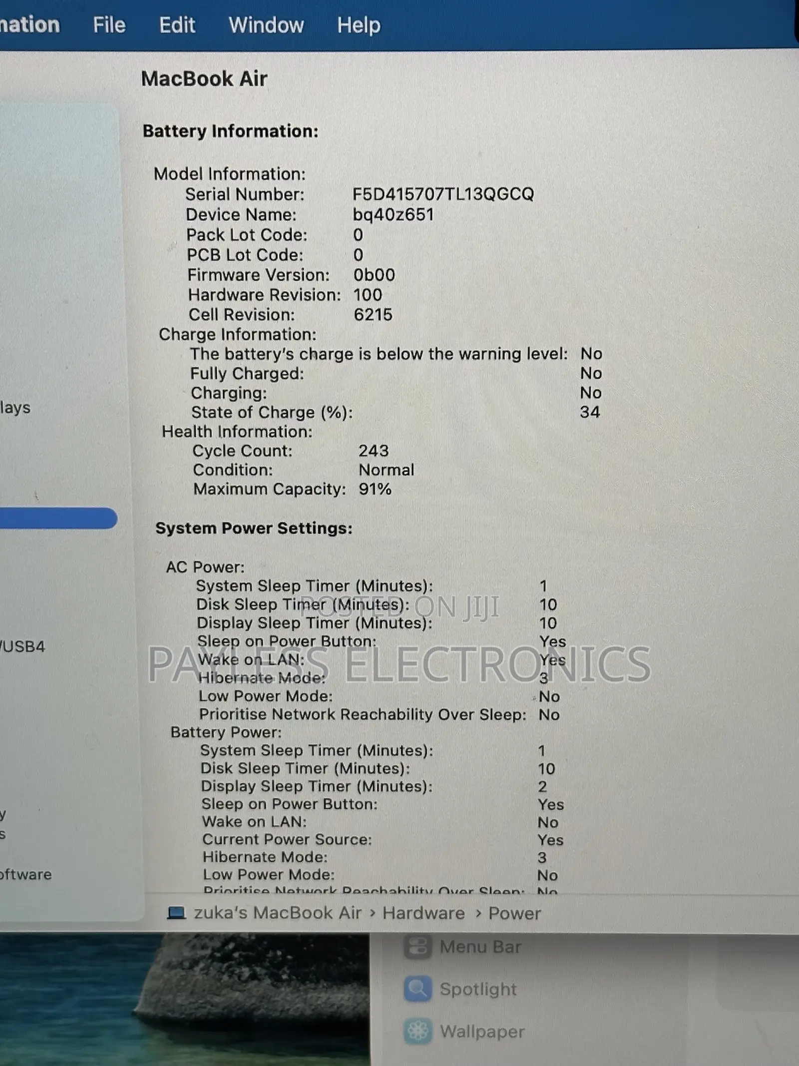 Laptop Apple MacBook Air 2022 M2 8GB Apple M2 SSD 256GB