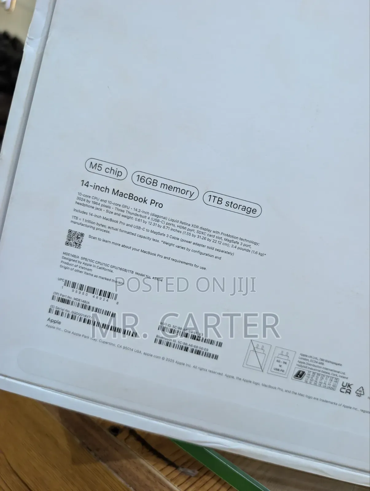 New Laptop Apple MacBook Pro 2025 M5 16GB Apple M5 SSD 1T