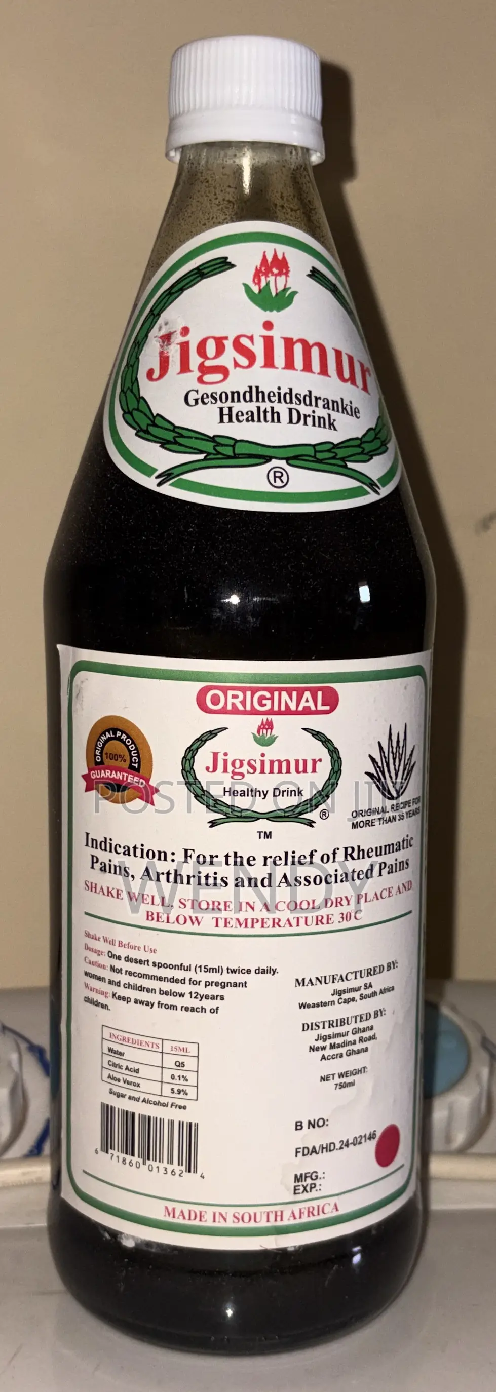 Original Jigsimur Herbal Drink 750ml – Aloe Ferox South Africa
