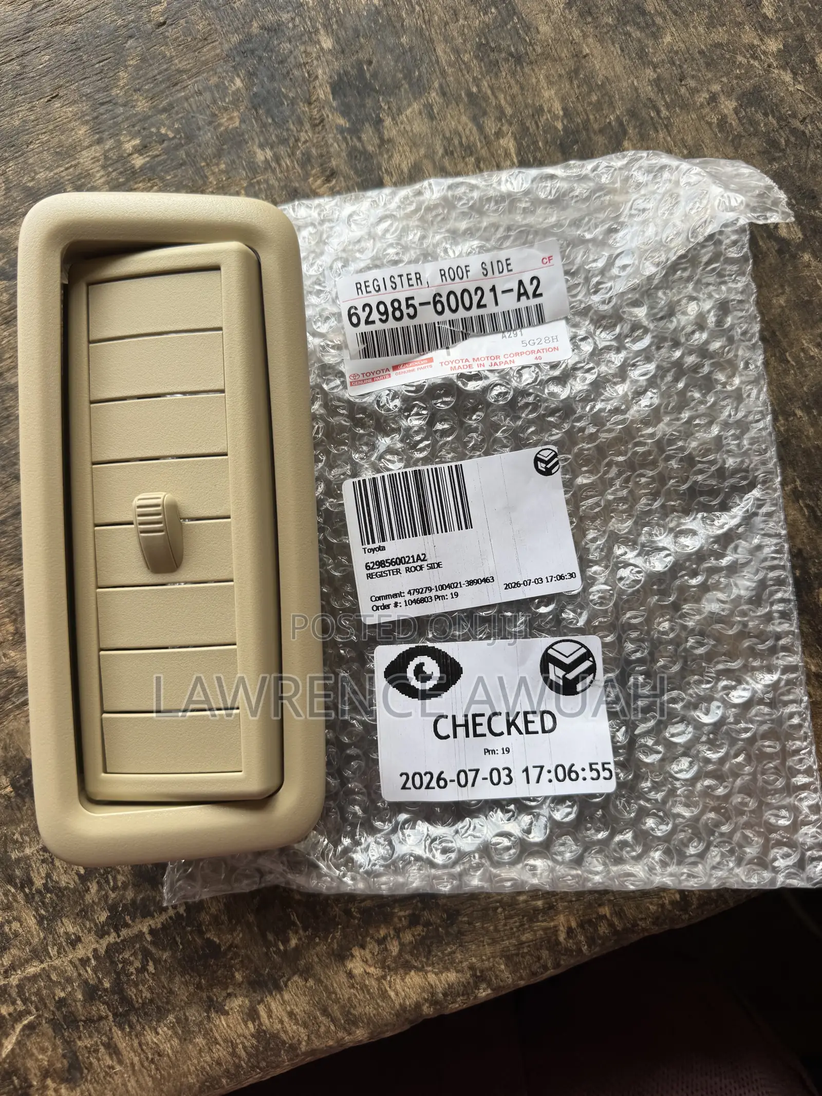 Toyota Prado Original Air Conditioning Roof Vent or Register Roof Side
