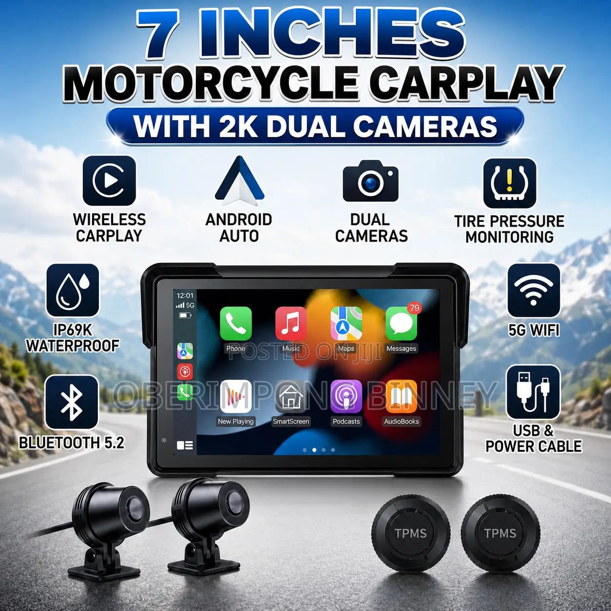Motorcycle Cameras With 7 Inches CarPlay