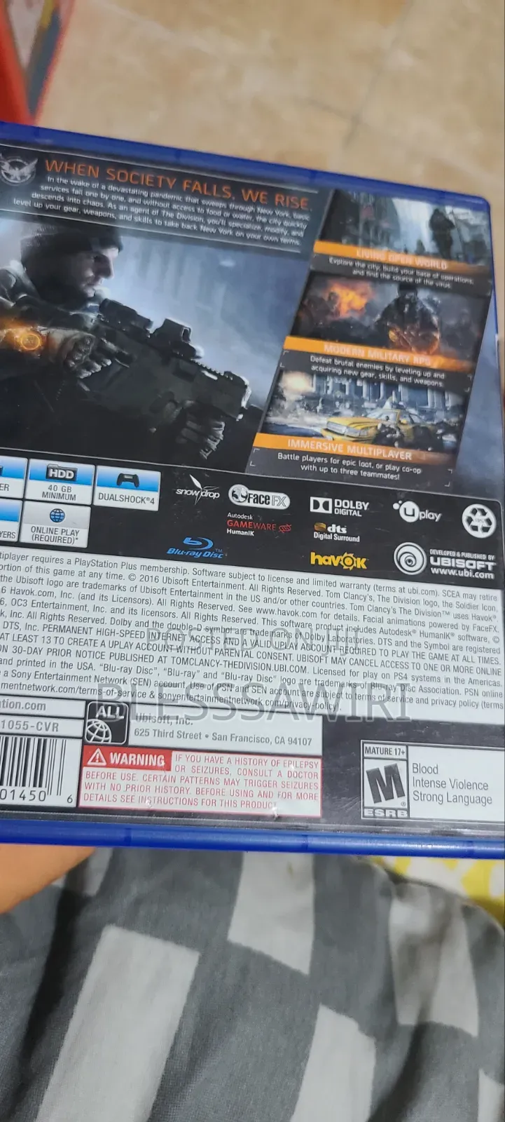 The Division PS4 Game CD