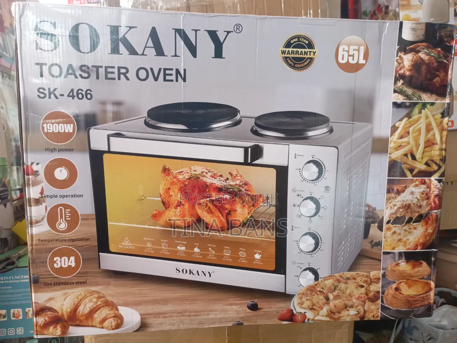 Sokany 65Litres Electric Oven + 2 Hot Plate