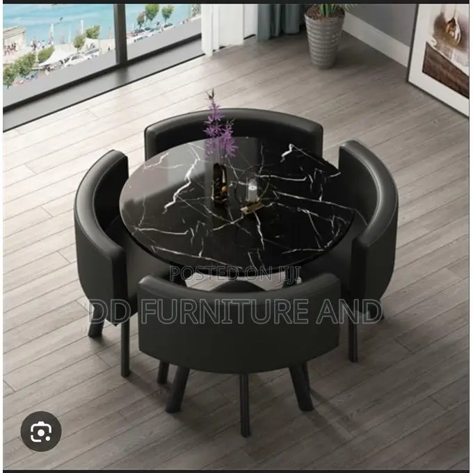 6 Seater Round Black Table
