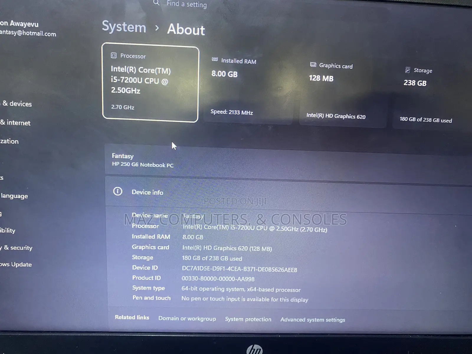 Laptop HP 250 G6 8GB Intel Core i5 SSD 256GB