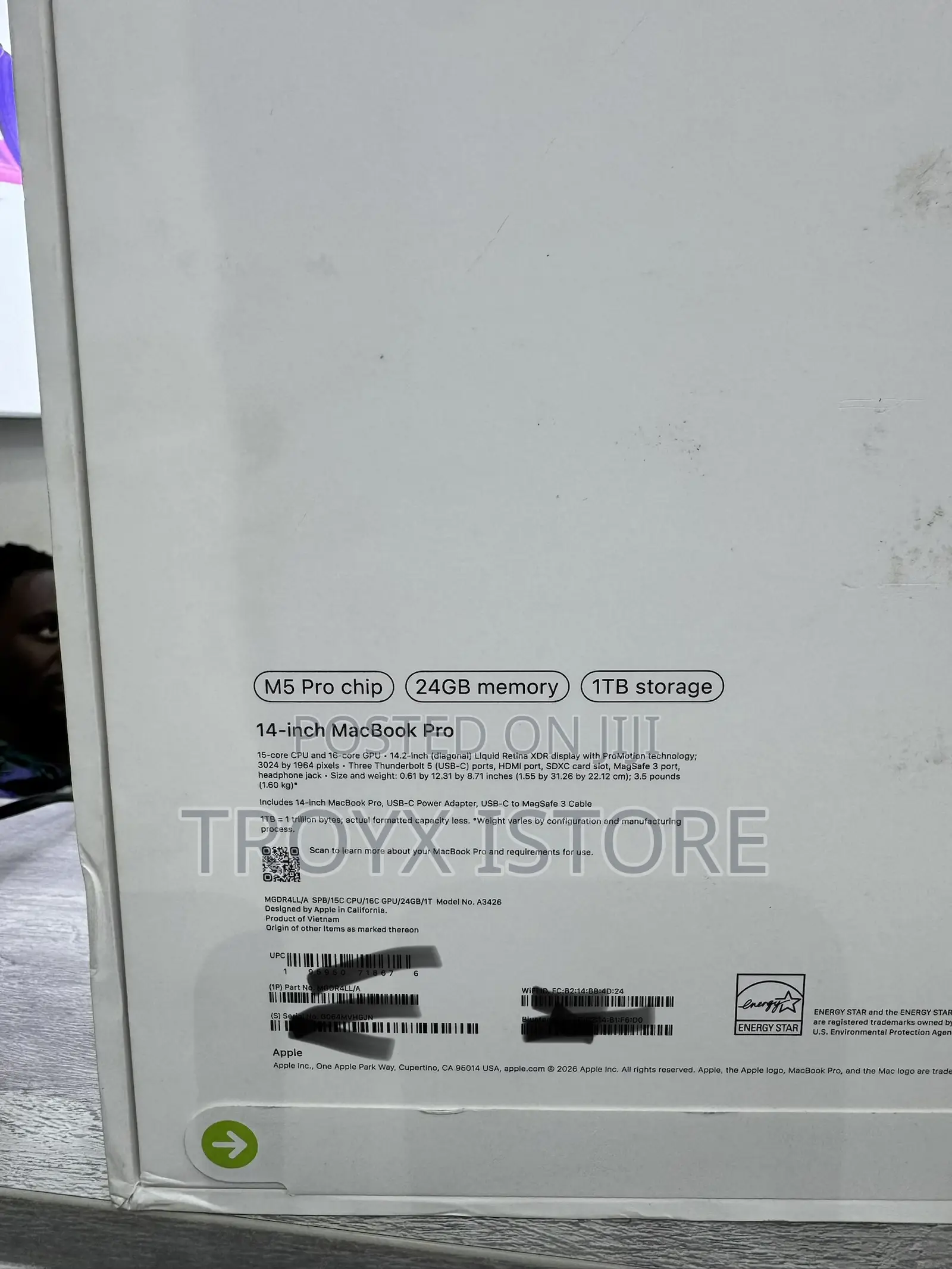 New Laptop Apple MacBook Pro 2026 M5 Pro 24GB Apple M5 Pro SSD 1T