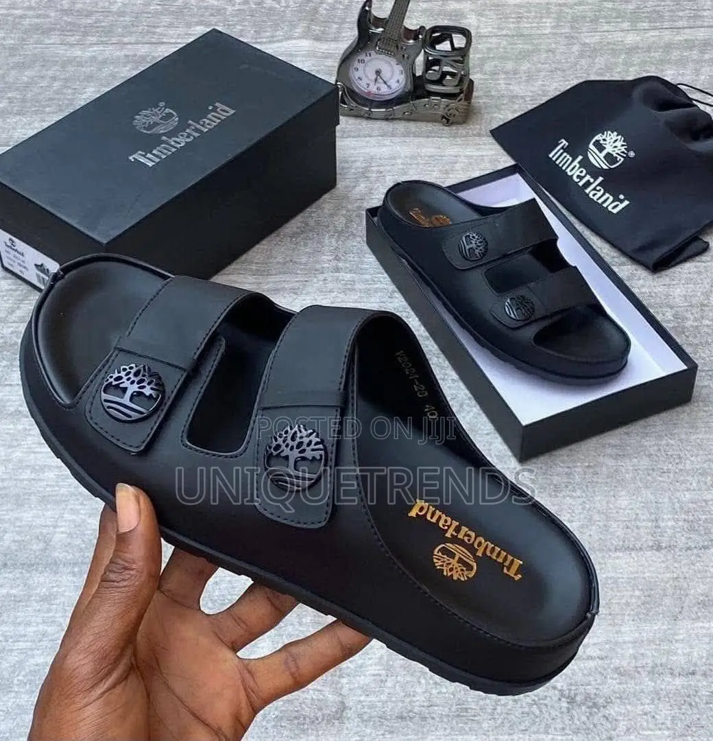 Timberland Double Strap Slides (Black and Brown)